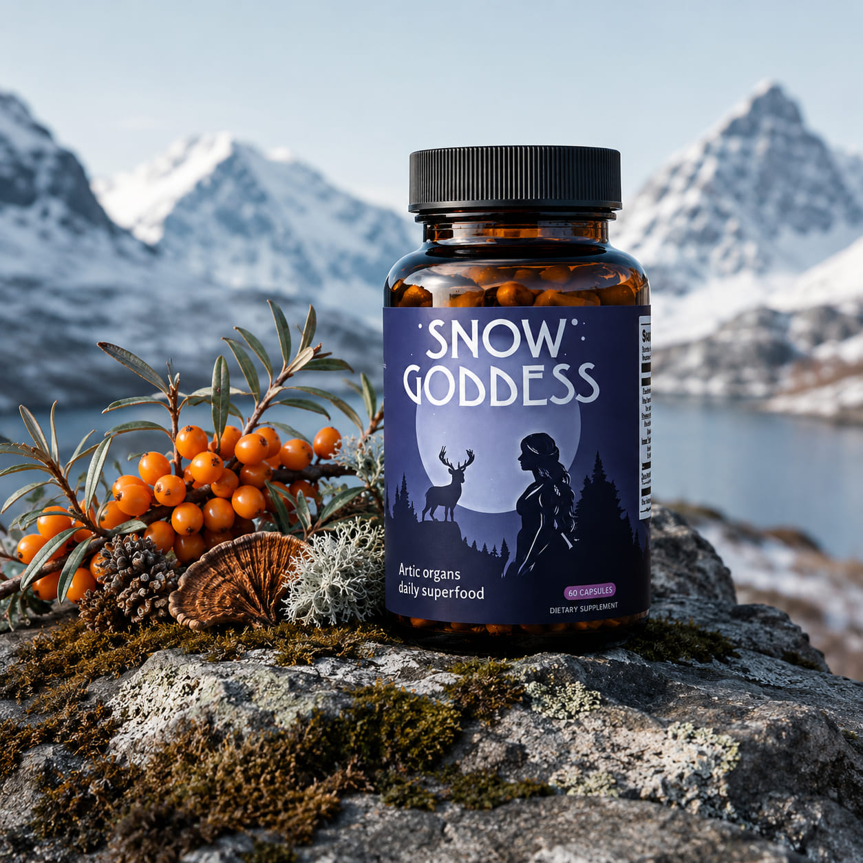 Snow Goddess in the Arctic landscape