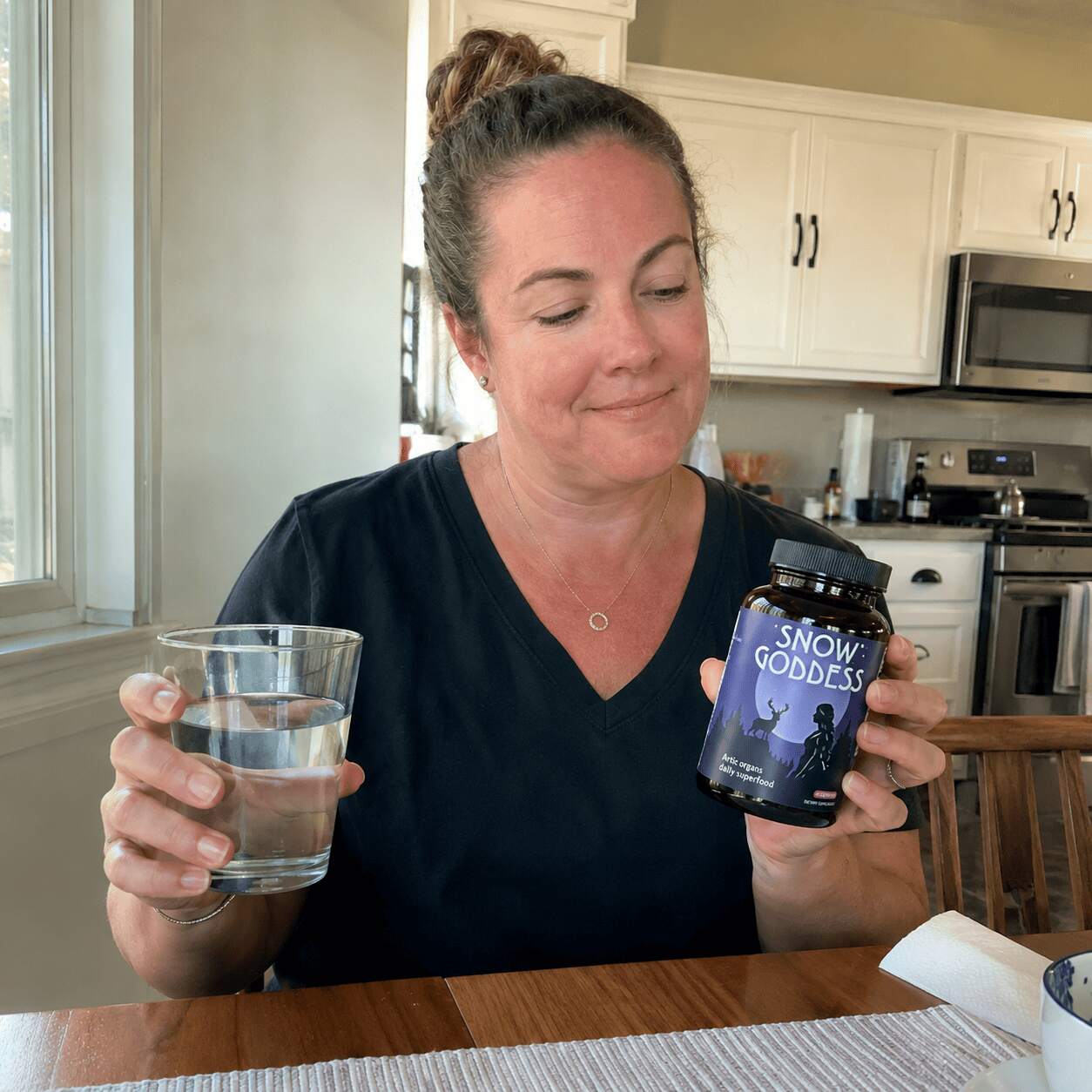 Morning routine at kitchen table